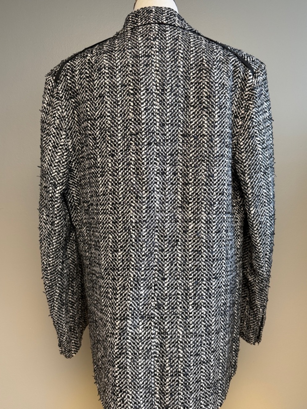Rag & Bone Herringbone Wool Blazer Black White Size 12 - Picture 5 of 7